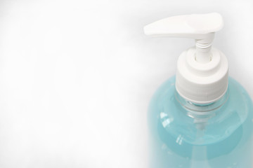 A bottle of alcohol gel with copy space, hand sanitizer generally used to decrease infectious