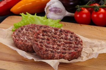 Raw burger cutlet