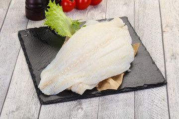 Raw halibut fillet