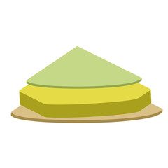 Layer of insulation. Scheme of construction works. Floor and wall repairs. Yellow and green material on a brown base in isometric view