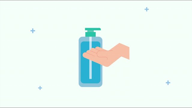 hands washing with soap bottle