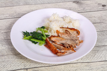 Rice with roasted duck breast