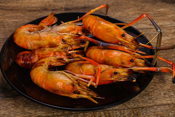 Grilled water prawn in the plate