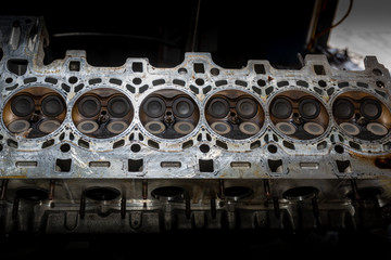 Six cylinders head of engine with valves