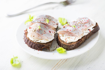 Cream Cheese and Herring Sandwich
