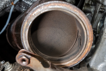 exhaust system catalyst in a car with an internal combustion engine. Catalytic Converter