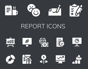 Modern Simple Set of report Vector filled Icons