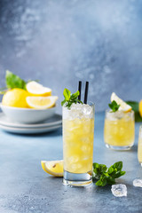 Fresh summer cocktail with lemons