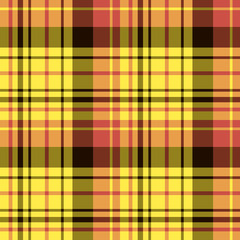 Seamless pattern in fascinating bright yellow, black and red colors for plaid, fabric, textile, clothes, tablecloth and other things. Vector image.