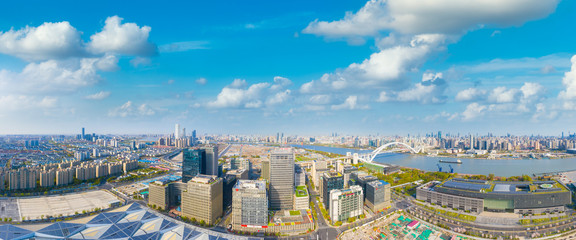 City Scenery of Huangpu River bank, Shanghai, China