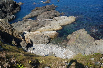 This is a picture of Nyudo Cape in Japan. This is a cape that protrudes into the Sea of ​​Japan. Located in Oga City, Akita Prefecture.