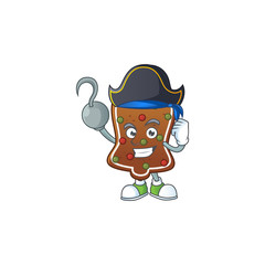 Cool pirate of gingerbread bell cartoon design style with one hook hand