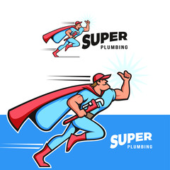 Super Hero Plumber Logo for Powerful Service