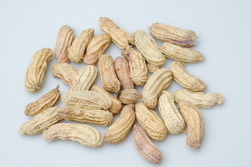 Close up boiled peanuts white background