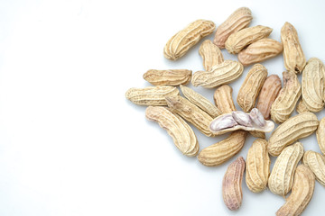Close up boiled peanuts white background