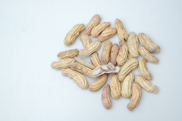 Close up boiled peanuts white background