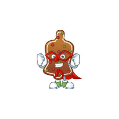 Gingerbread bell cartoon design concept dressed as Super hero