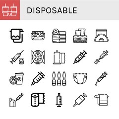 disposable simple icons set