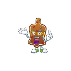 Cartoon character design of Geek gingerbread bell wearing weird glasses