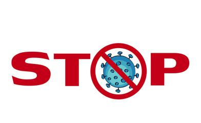 Stop coronavirus. Coronavirus danger and public health risk disease and flu outbreak. Pandemic medical concept with dangerous cells.Vector illustration
