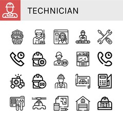 technician simple icons set
