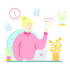 Work at home woman prevention from novel virus outbreak concept,