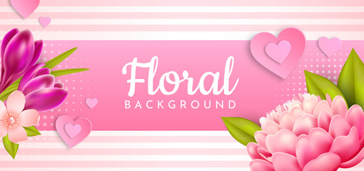 Floral background with realistic flowers.