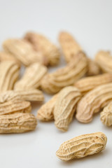 Close up boiled peanuts white background