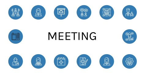 meeting simple icons set