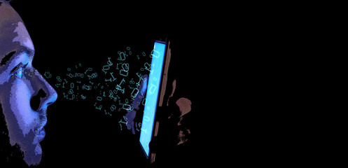 Addiction to the media, telephone, technology (image)