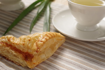 A delicious homemade puff pastry with earl grey in the afternoon tea.