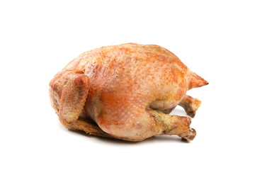 roasted whole chicken isolated on a white background