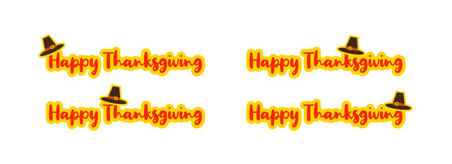 Happy Thanksgiving hand written calligraphic text, vector illustration. Script orange stroke, simple minimalistic calligraphic words isolated on white background, for web banners, greeting cards.