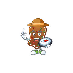 World explorer gingerbread bell cartoon design style using compass