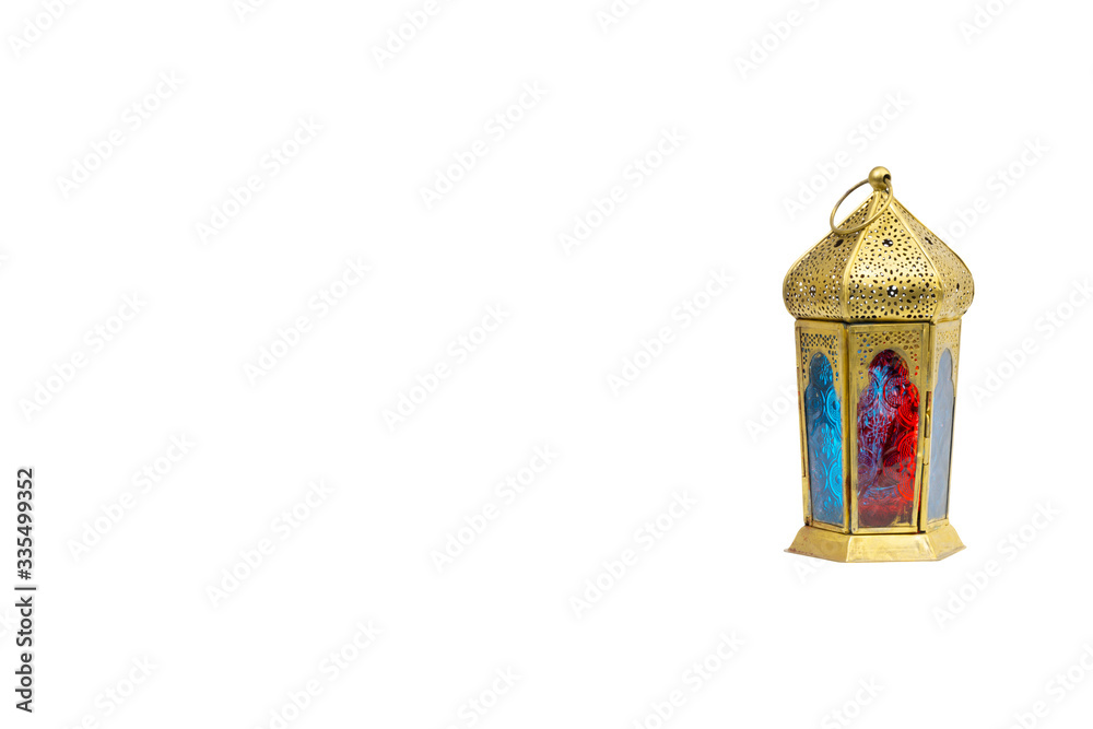 Wall mural ramadan lantern or arabic decoration lamp isolated on white background. selective focus