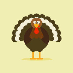 design turkey character vector illustration in flat style. can use for thanksgiving events, mascot, emoji, sticker, logo, 