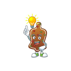 A genius gingerbread bell mascot character design have an idea