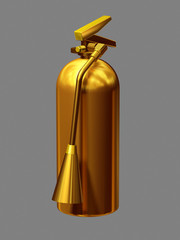 golden fire extinguisher, 3d illustration