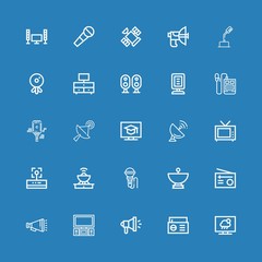 Editable 25 broadcast icons for web and mobile