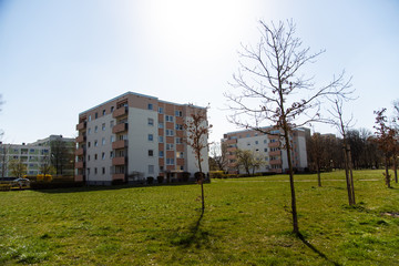 Fototapeta premium Apartment buildings in a housing estate, Munich