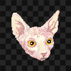 Pixel sphinx cat portrait detailed isolated vector illustration