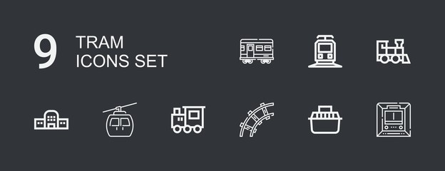 Editable 9 tram icons for web and mobile