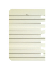 Note pad on a white background.