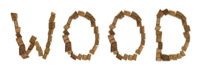 Word Wood of Wooden pieces