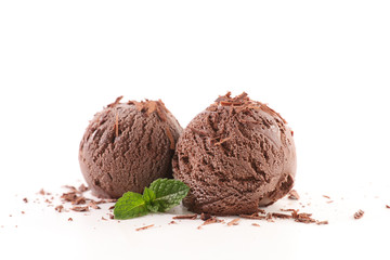 chocolate ice cream isolated on white background