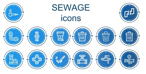 Editable 14 sewage icons for web and mobile