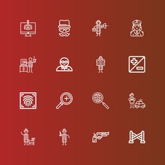 Editable 16 detective icons for web and mobile