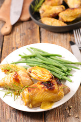 grilled chicken meat and green bean