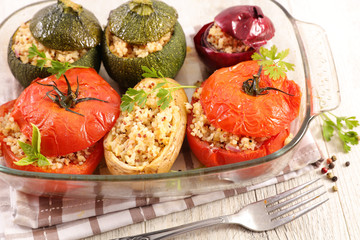 stuffed zucchini, potato and tomato