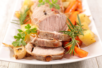 baked roast pork with vegetable